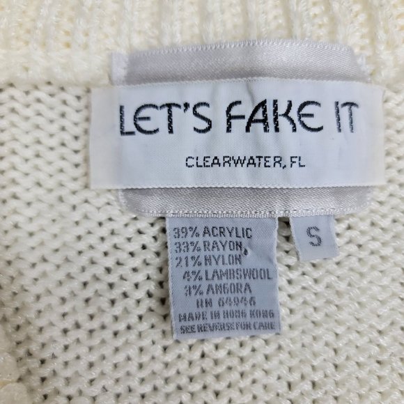 vintage 90s beaded sequin angora lambswool blend chunky knit cardigan sweater S - Picture 7 of 9